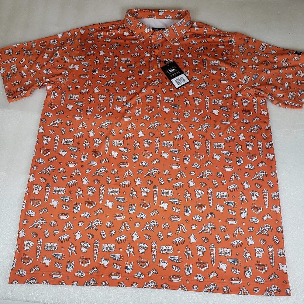 NWT Waggle Men's 2XL Texas Game Day Football Golf Party Tailgate Polo Shirt Rare - Picture 2 of 11